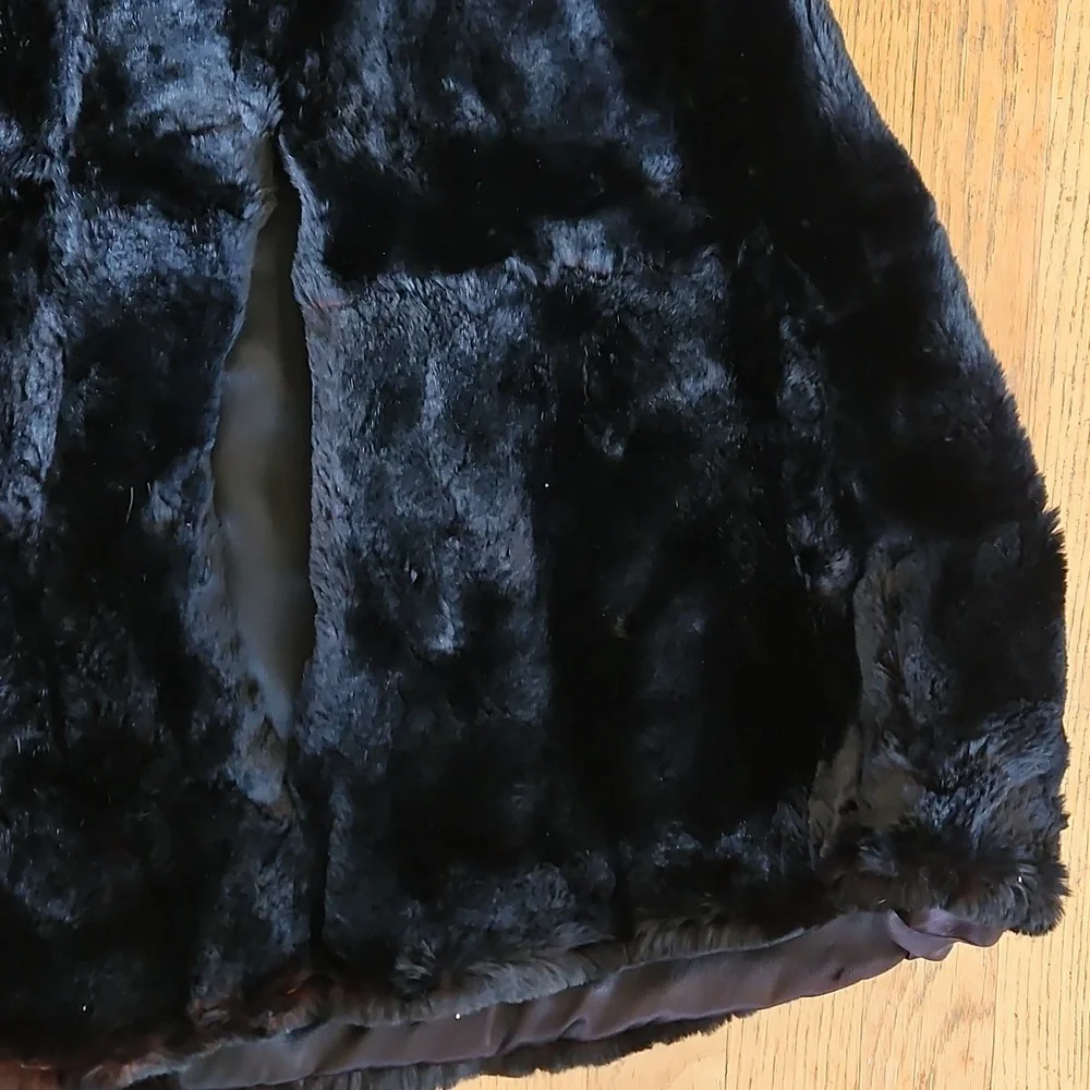 Vintage Sheared Fur Black Cape OS